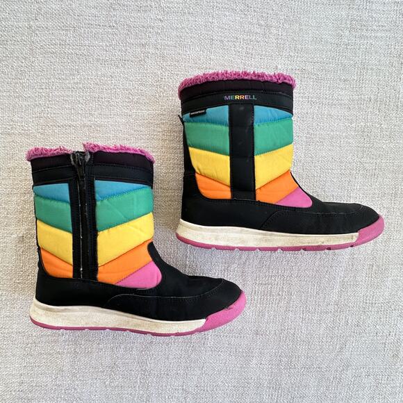 Merrell Girl's Rainbow Puffer Snow Boots GUC Youth 4 - Picture 1 of 10